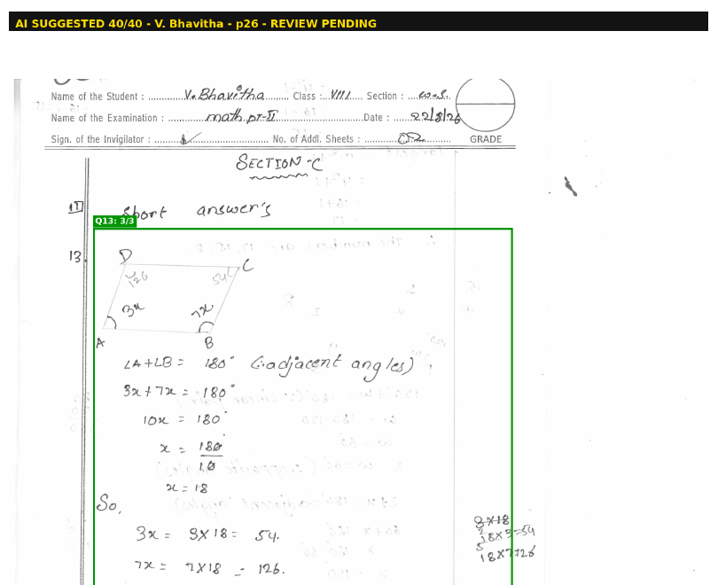 Real Academic Heights student script evaluated by GradingAI