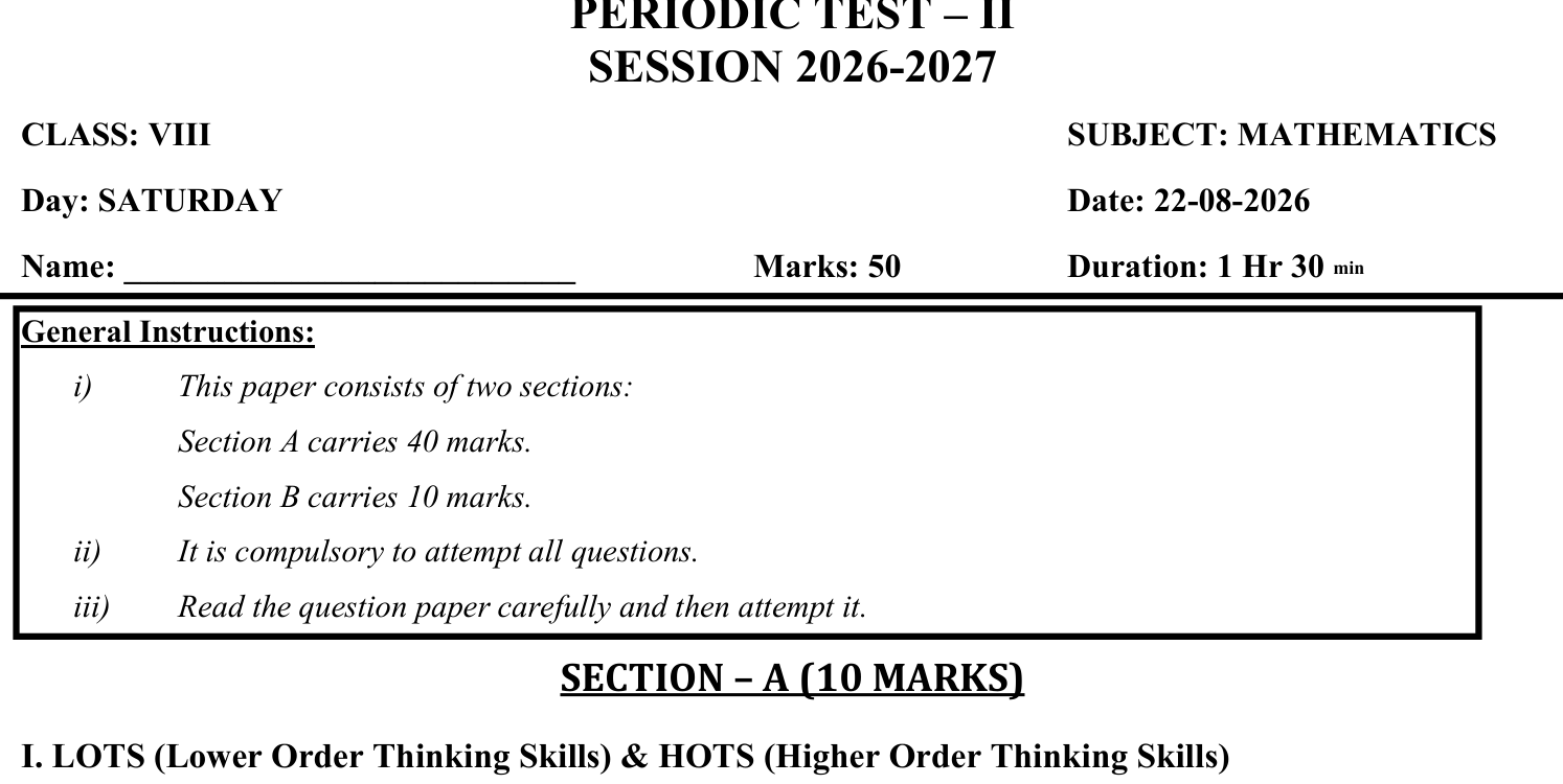 Real Academic Heights Question Paper